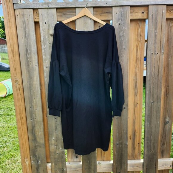 BEAUTIFUL V-Neck Black Dress Women's Size 3X Plus Size Long Balloon Sleeve BNWT - Picture 5 of 8